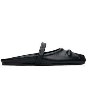 Marni Nappa Leather Little Bow Sabot Slippers - Black