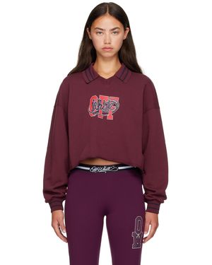 Off-White c/o Virgil Abloh Burgundy 'Off' University Crop Polo Sweatshirt - Purple