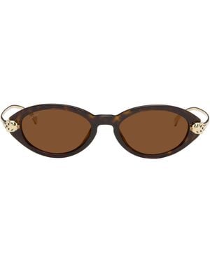 Cartier Lunettes De Soleil Brun Et Doré - Marron