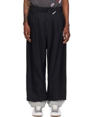 Maison Mihara Yasuhiro Sweat Layered Twill Trousers - Black