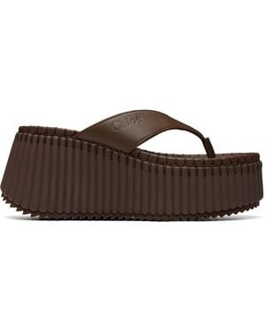 Chloé Napa Wedge Heeled Sandals - Brown