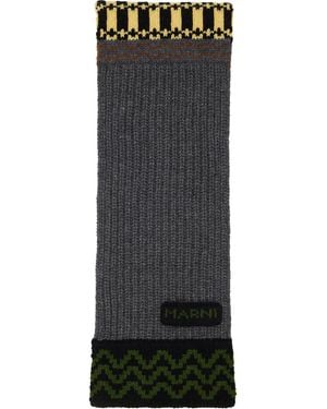 Marni Écharpe Gris Et Jaune En Laine