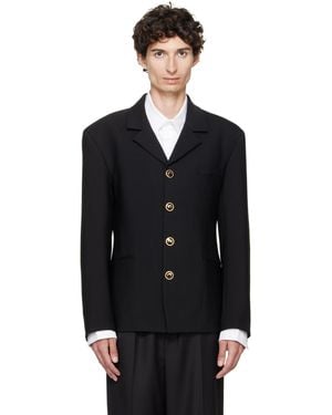 Marine Serre Tailored Wool Serge Blazer - Black