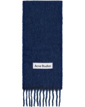 Acne Studios ネイビー ウール モヘア マフラー - ブルー