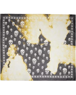 McQueen Foulard Noir Et Jaune À Crânes Modifiés - Métallisé