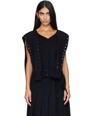 OPEN YY Cardigan Étagé Noir À Clous Et À Empiècements De Style Manche