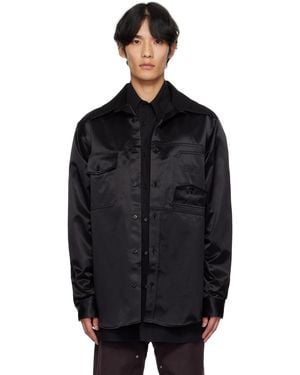 MM6 by Maison Martin Margiela ブラック サテン 長袖シャツ
