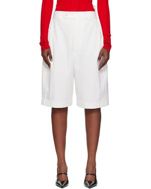 Victoria Beckham Short Blanc Cassé À Patte Boutonnée