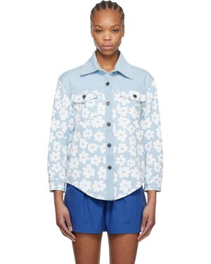 MSGM Printed Denim Shirt - Blue