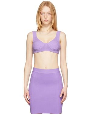 Hervé Léger Purple Bouclé Bra Tank Top