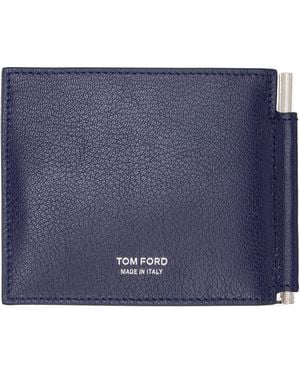 Tom Ford Elongated T Line Money Clip Wallet - Blue