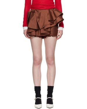 ShuShu/Tong Asymmetrical Bow & Ruffle Miniskirt - Red
