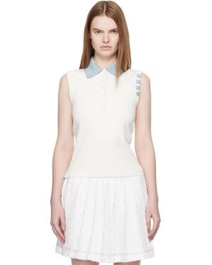 Thom Browne Off- Milano Stitch Sleeveless Polo - White