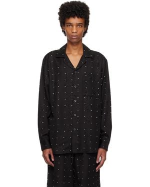 Rohe Dotted Loose Camp Collar Shirt - Black