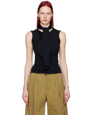 Lemaire Cardigan bleu marine à assemblage asymétrique