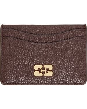 Ganni Grained Card Holder - Brown
