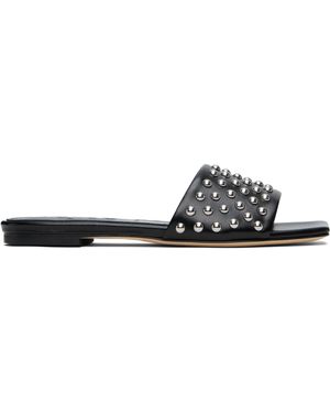 Aeyde Anna Studded Leather Sandals - Black