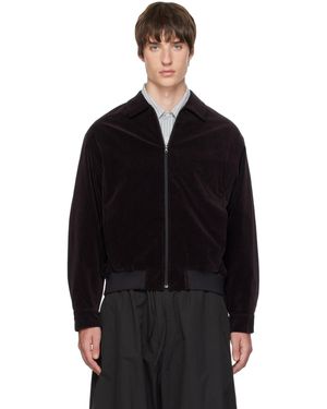 Amomento Blouson Aviateur Brun En Velventine À Glissière - Noir