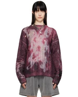 Acne Studios パープル プリント ニット セーター - レッド