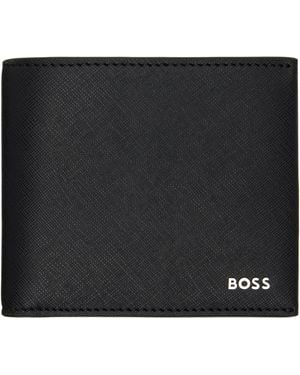 BOSS Portefeuille Noir En Cuir Saffiano