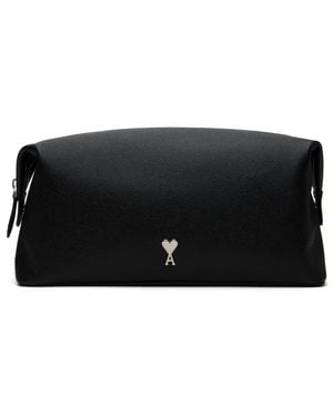 Ami Paris Leather Paris Paris Toiletry Pouch - Black