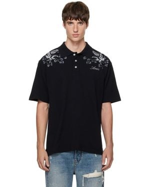 Amiri ブラック Floral Embroidered ポロシャツ
