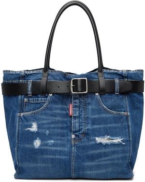DSquared² Belted Denim Tote - Blue