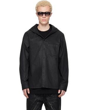 Det Blev Sent Waxed Hooded Shirt - Black