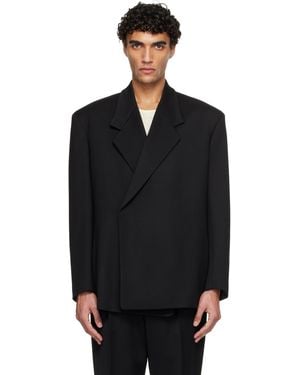Fear Of God Satin Wool Double Breasted Blazer - Black