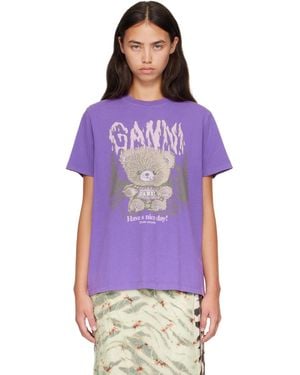 Ganni Future Heavy Relaxed Teddy Forest T-Shirt - Purple