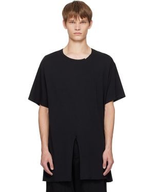Yohji Yamamoto Single Jersey Slit Round Neck T-Shirt - Black