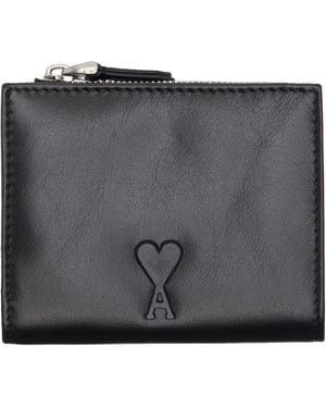 Ami Paris Cowhide Leather 'Voulez-Vous' Folded Wallet - Black