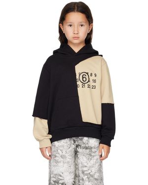 MM6 by Maison Martin Margiela キッズ｜ブラック＆ベージュ パッチワーク フーディ