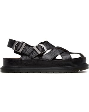 Dr. Martens ブラウン Crocodile Analine Leather フィッシャーマン サンダル - ブラック
