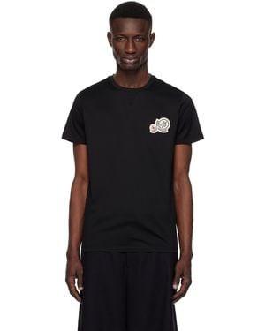 Moncler ブラック ダブルロゴパッチ コットン Tシャツ