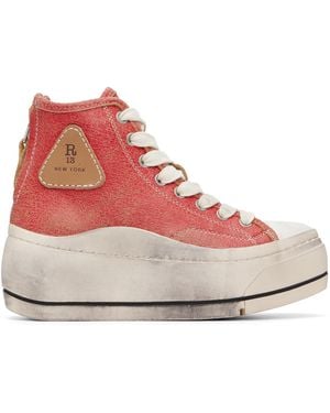 R13 Kurt High Top Trainers - Red