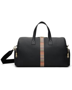 Paul Smith Leather 'Signature Stripe' Trim Day Duffle Bag - Black
