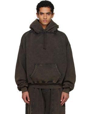ALAINPAUL Gathered Neckline Hoodie - Black