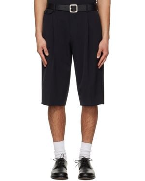 Tonywack Raw-Cut Wool Pleated Tailored Shorts - Black