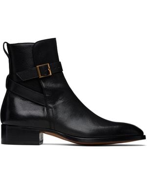 Tom Ford Supple Grain Kenneth Buckle Boots - Black