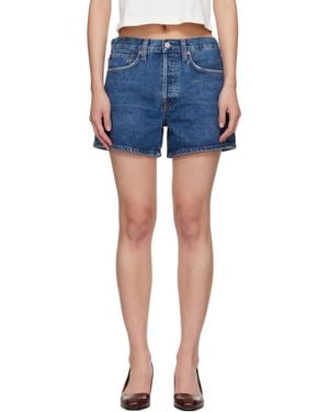 Agolde Parker Long Denim Shorts - Blue