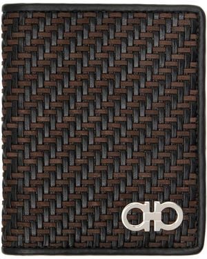 Ferragamo Woven Credit Card Holder - Black