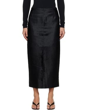 Nour Hammour Elisse Long Pencil Ponyhair Skirt - Black