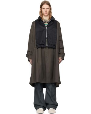 Sacai カーキ＆ネイビー Cotton Chino X Gabardine コート - ブラック