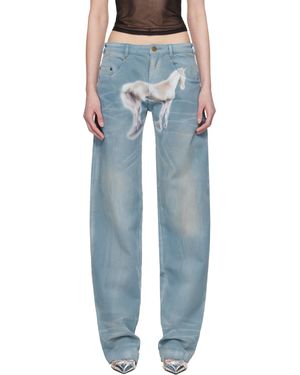 Mowalola Jean Droit Bleu À Effet Aérosol Édition Miss Sixty