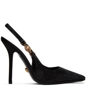 Versace Black Crystal Medusa '95 Slingback Heels
