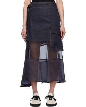 sacaiサカイ★カーキ Denim Mix マキシスカート sacai（サカイ）ロング・マキシ丈スカート カーキ サイズ:0(XS位