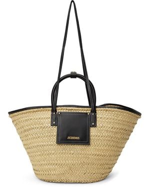 Jacquemus ベージュ＆ブラック The Soli Basket かごトート - マルチカラー