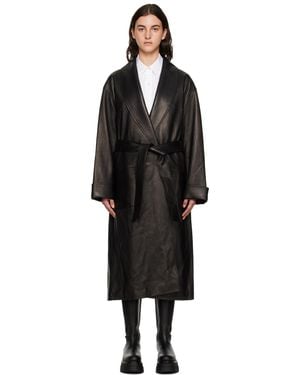 Alexander Wang ショールカラー レザーコート - ブラック