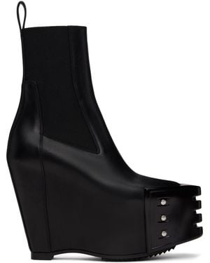 Rick Owens Hollywood Grilled Wedge Beatle Chelsea Boots - Black